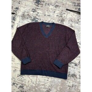 Vintage Jantzen Mens V Neck Sz XL Pullover Sweater Red/Blue Striped V-neck